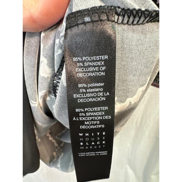 White House Black Market‎ Black Floral Shirt 3/4 Sleeve XS - Picture 5 of 5